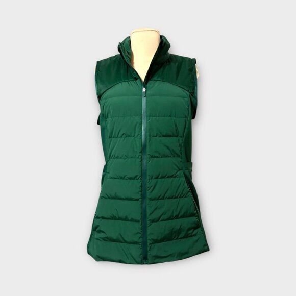 Lululemon Down For It All Vest 12 Everglade Green Puffer Pockets Waterproof EUC - Picture 9 of 9